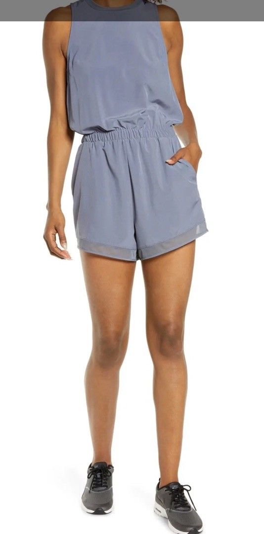 Zella Jumper Shorts Getaway Grey Folkstone Sleeveless Sz M Nwt